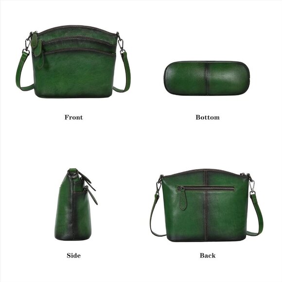 Elegant Multi-Pocket Ladies Leather Shoulder Satchel - Adjustable Crossbody Bag